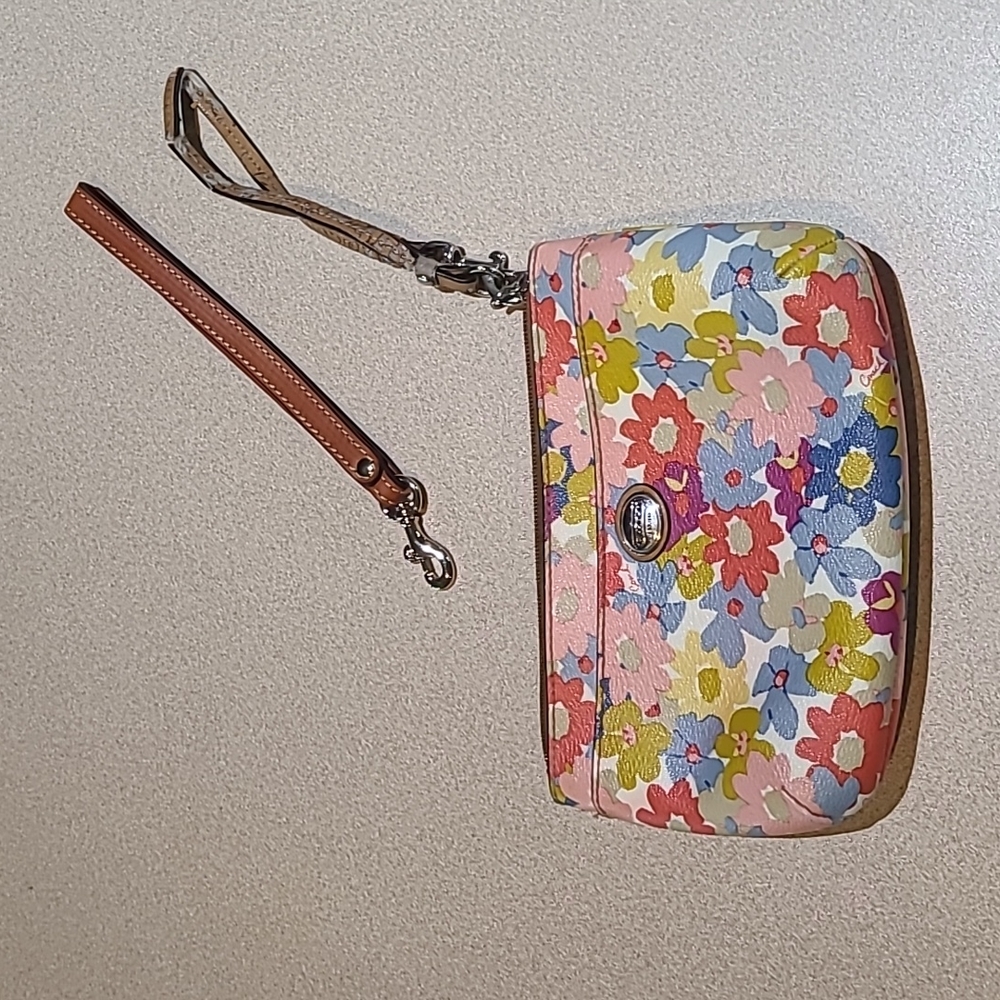 Coach Peyton Multi Colored Floral Medium Wristlet